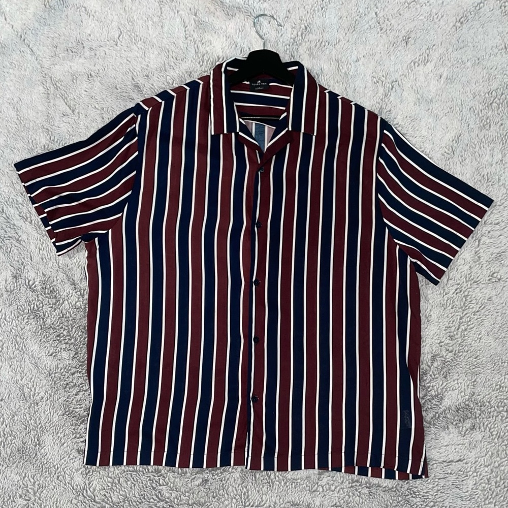 Adrien Short Sleeve Woven Top - Navy/combo